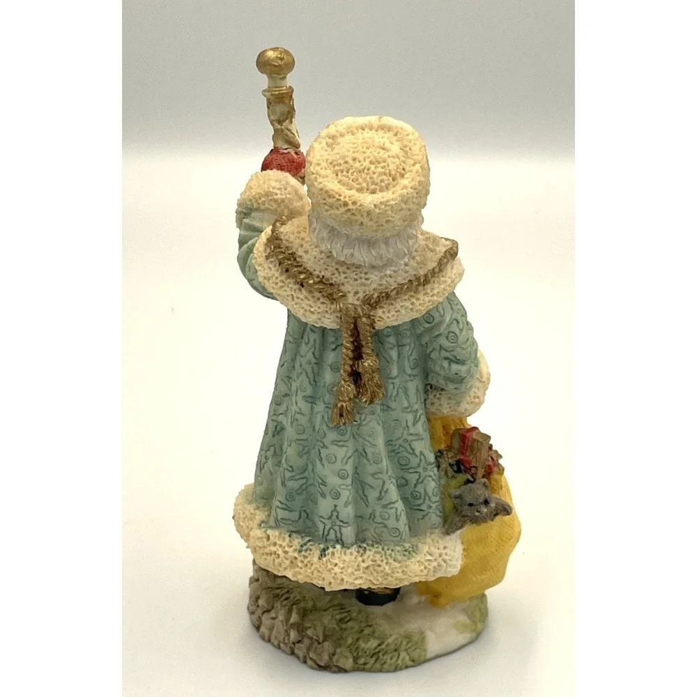 Vtg Grandfather Frost‎ Russia Resin Santa Figurine 1993 Walking Stick & Bag 5